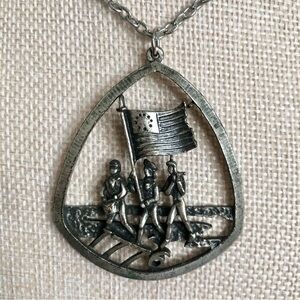 Patriotic American Celebration Pendant Necklace Flag 1776 drummer fifer soldier
